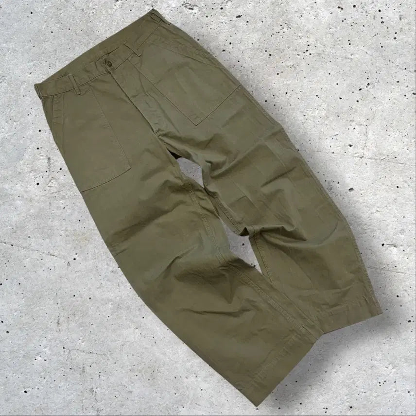 [BUNJANG] BRONSON Herringbone Fatigue Pants Olive / [L] 브론슨 해링본 올리브 퍼티그 팬츠 E597