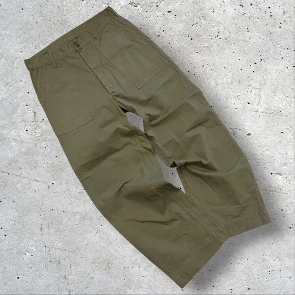 [BUNJANG] BRONSON Herringbone Fatigue Pants Olive / [L] 브론슨 해링본 올리브 퍼티그 팬츠 E597