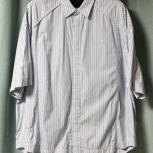 [BUNJANG] Junji Stripe Oversized Short Sleeve Shirt - Sky Blue / [50] 준지 스트라이프 오버핏 숏슬리브 셔츠 - 스카이 블루