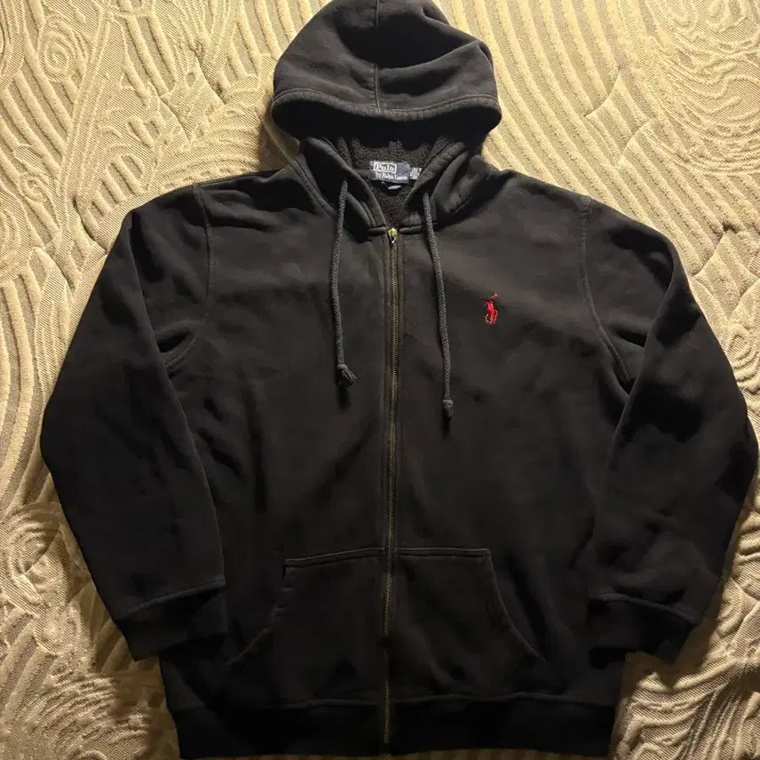 [BUNJANG] Polo Ralph Lauren Black Fleece Hoodie / 폴로 랄프로렌 블랙 기모 후드집업