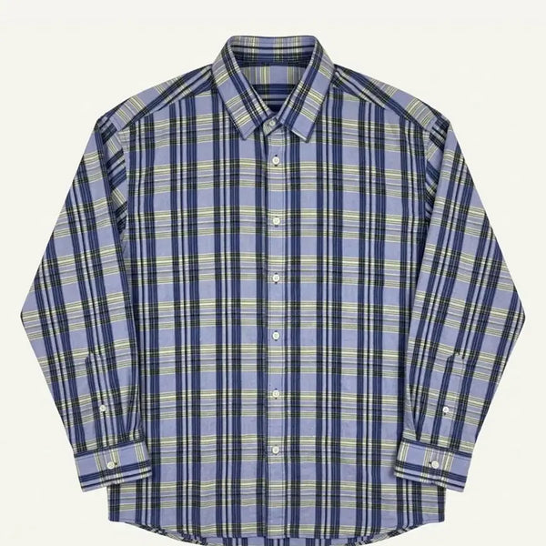 [BUNJANG] Summer Check Oversized Shirt - Blue / 여름 체크 오버핏 셔츠 블루