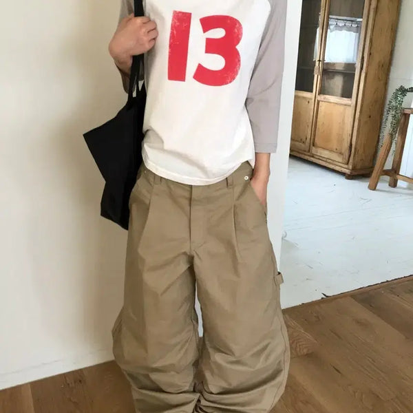 [BUNJANG] Cotton Wide Pants Beige / 원턱 코튼 와이드 팬츠 베이지