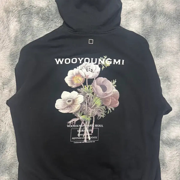 [BUNJANG] Wooyoungmi Flower Hoodie Black / 우영미 플라워 후드티 블랙
