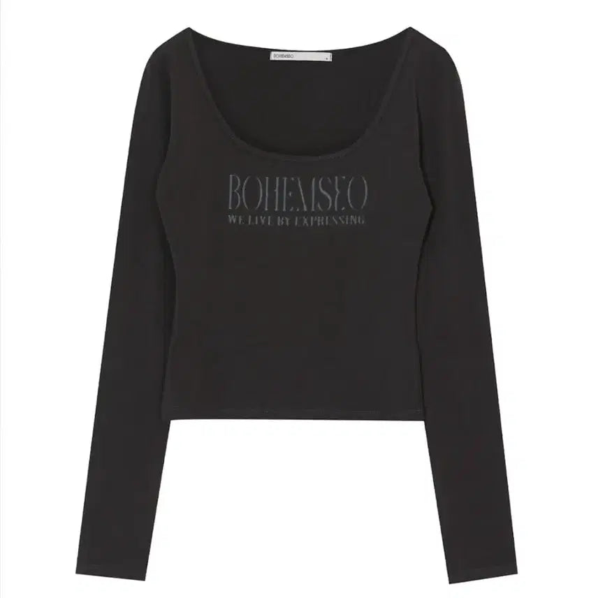 [BUNJANG] Bohemian Seoul Pale Printed Long Sleeve Charcoal / 보헤미안서울 페일 프린티드 롱슬리브 보헴서 차콜
