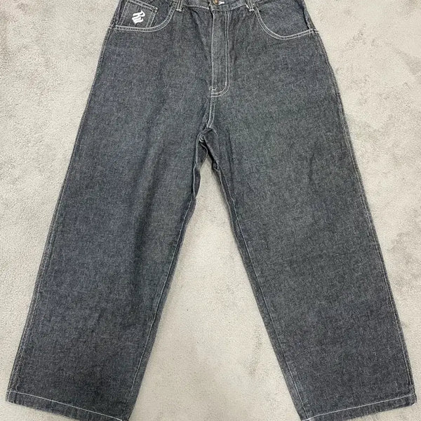 [BUNJANG] Rocawear 90s Embroidered Wide Denim Pants / 90s 로카웨어(Rocawear)백포켓 자수 와이드 데님 팬츠
