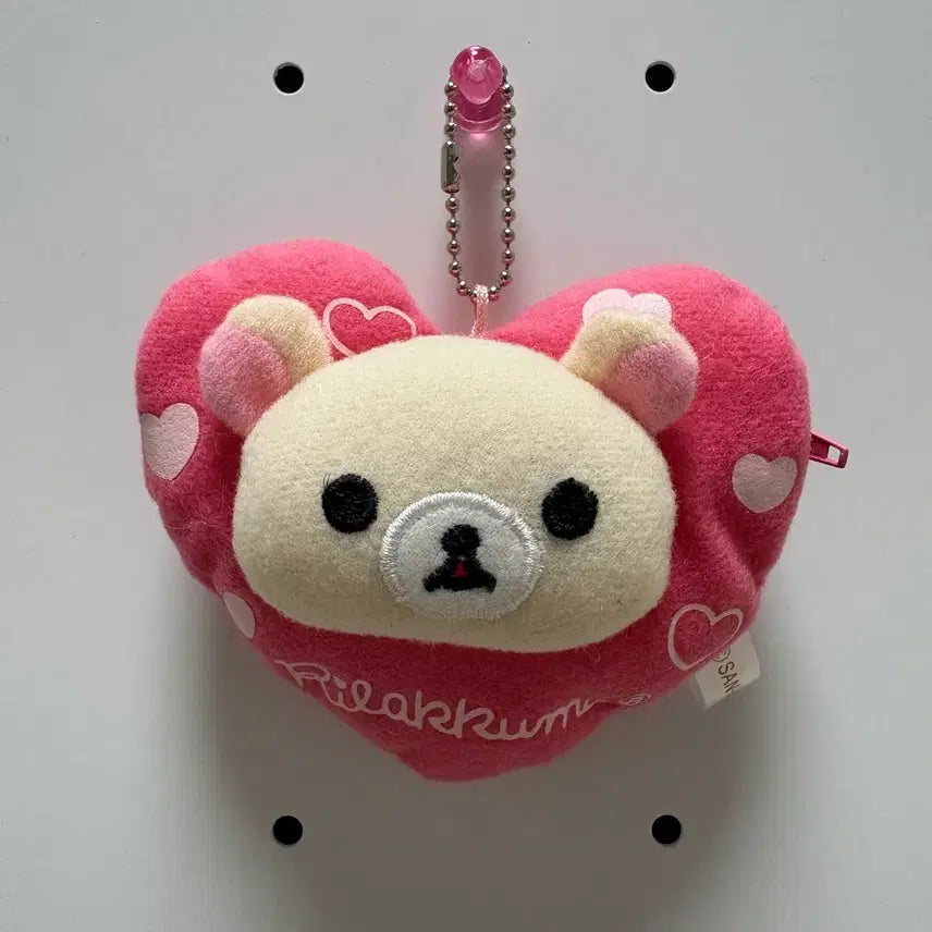 [BUNJANG] Classic San-X Korilakkuma Heart Cushion Pouch Keychain / 고전 산엑스 코리락쿠마 하트 쿠션 파우치 키링