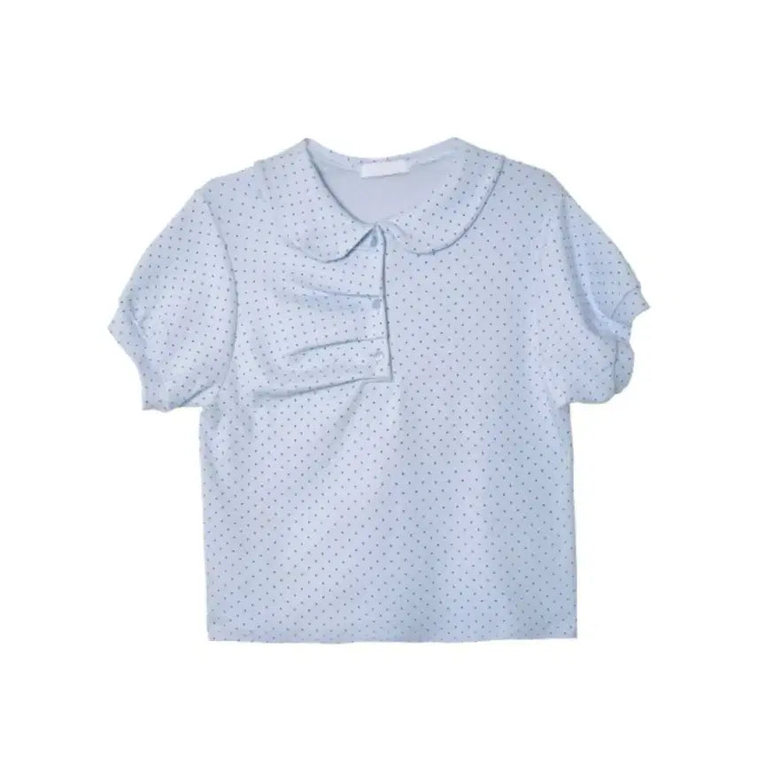 [BUNJANG] Dot Shirring T-shirt Blue / 도트 셔링 티셔츠 블루