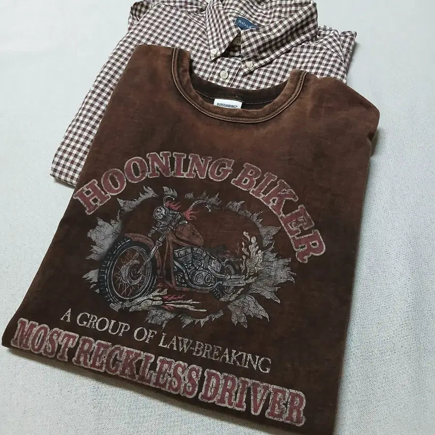 [BUNJANG] Outstanding Motorcycle Short Sleeve T-Shirt Vintage / outstanding 아웃스탠딩 오토바이 반팔티 빈티지