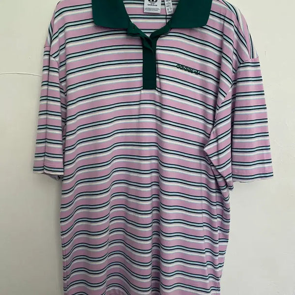 [BUNJANG] Vintage 90s Striped Polo T-Shirt / 90s 빈티지 스트라이프 카라티 반팔티 나나착용
