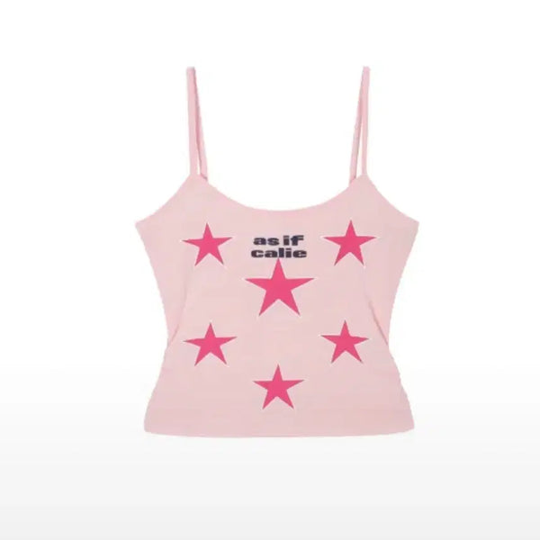 [BUNJANG] As If Candy Shirring Star Sleeveless Top Pink / 애즈이프캘리 셔링 스타 슬리브리스 탑 핑크