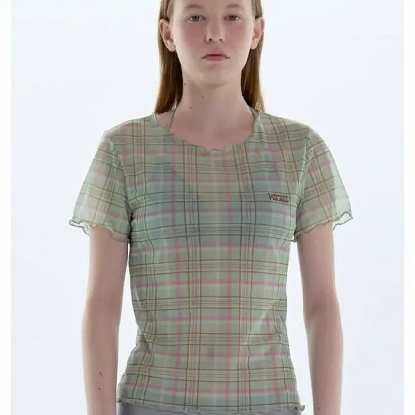 [BUNJANG] PISCES Mint Check Mesh T-shirt Cover-up / 파이시스 민트 체크 매쉬 티셔츠 커버업