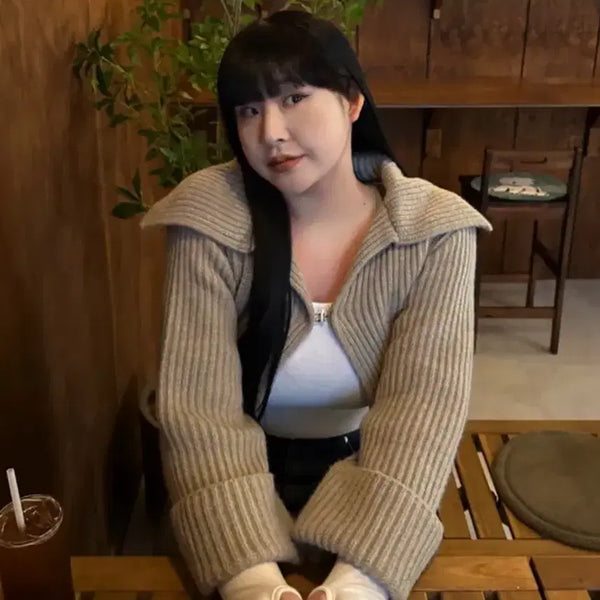 [BUNJANG] HANA.B Oversized Collar Buckle Bolero / 하나바이 오버핏 카라 버클 볼레로 / 빅사이즈 에이블리