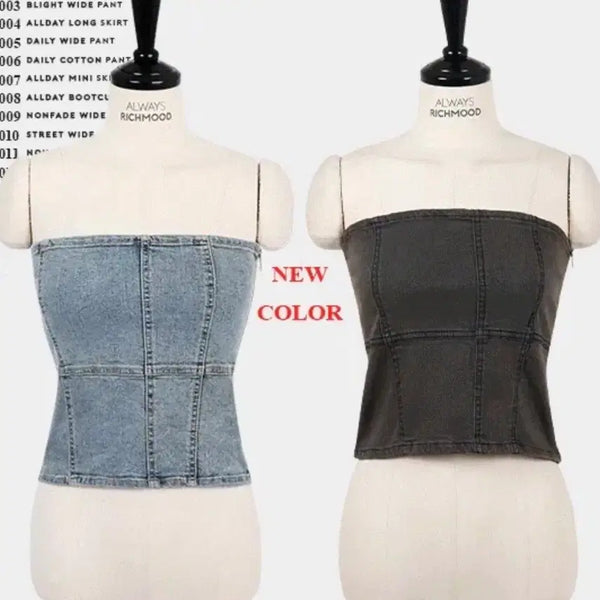 [BUNJANG] Rich Mood M01 Zipper Spandex Tank Top (Medium Blue, Size 2) / 리치무드 M01 지퍼스판 tank top 중청 2사이즈