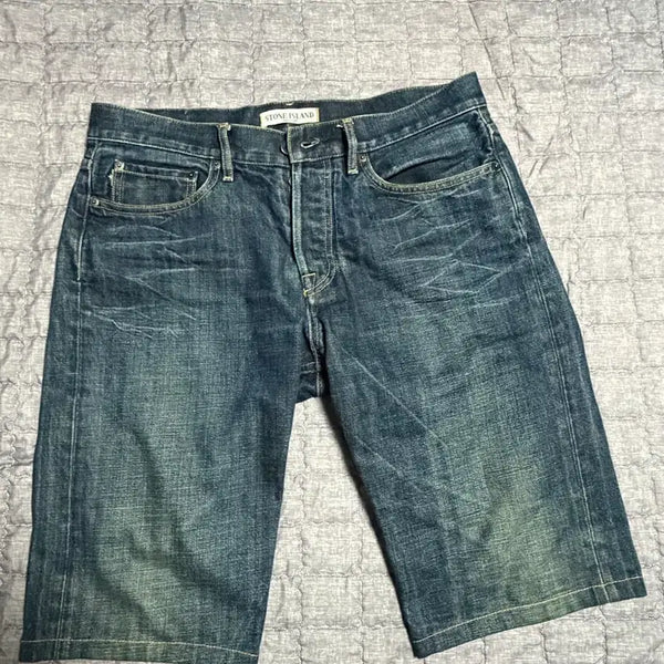 [BUNJANG] Stone Island Washed Denim Shorts / 스톤아일랜드청반바지