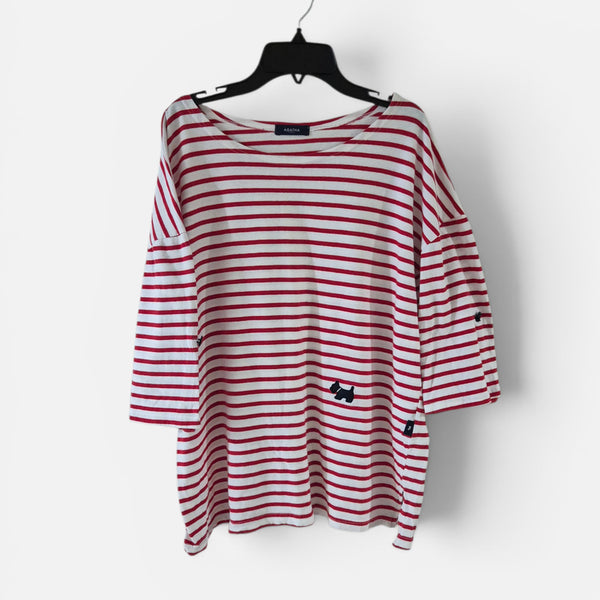 [BUNJANG] Agatha Striped 7/10 Sleeve T-Shirt Women's / 아가타 스트라이프 7부 티셔츠 여성