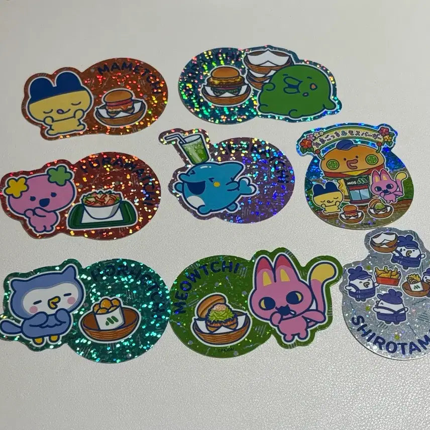 [BUNJANG] Bandai Tamagotchi Mos Burger Collaboration Hologram Sticker Set / 반다이 다마고치 모스버거 콜라보 홀로그램 스티커 세트