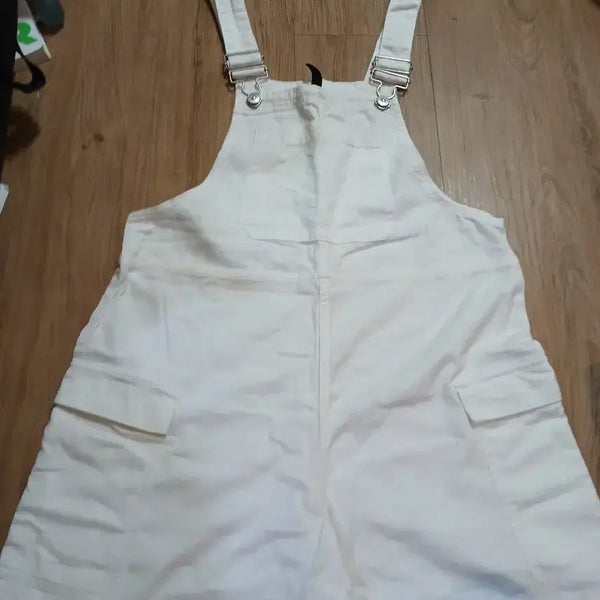 [BUNJANG] H&M White Cargo Strap Shorts / H&M 화이트 반바지 멜빵/55.66