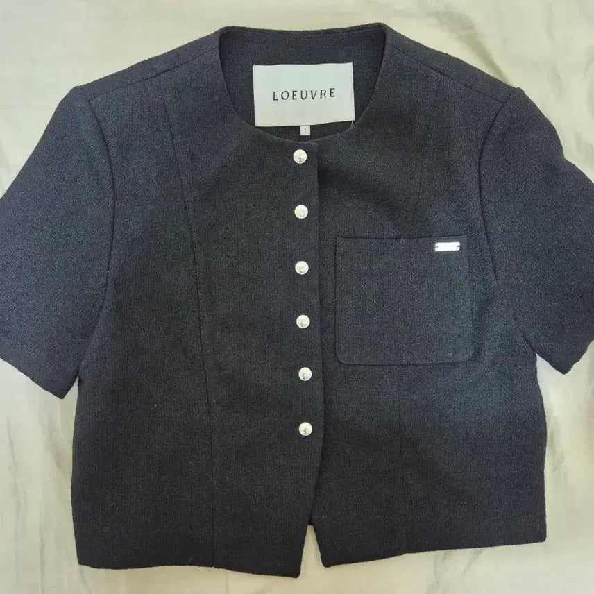 [BUNJANG] L'EVVER Black Short Sleeve Jacket / 루에브르 블랙 반팔 자켓