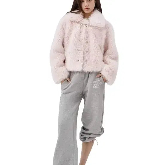 [BUNJANG] Glycire Pink Fur Jacket / 클리시어 핑크 퍼 자켓