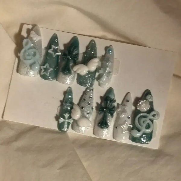 [BUNJANG] Handmade Mint Nail Tips / 민트 수제 네일팁