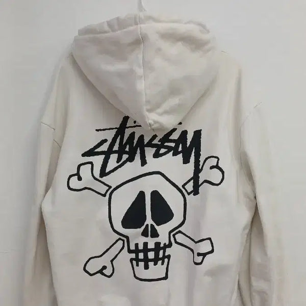 [BUNJANG] Stüssy Skull Print Hoodie Ivory L / 스투시 해골 프린팅 후드티 아이보리 L