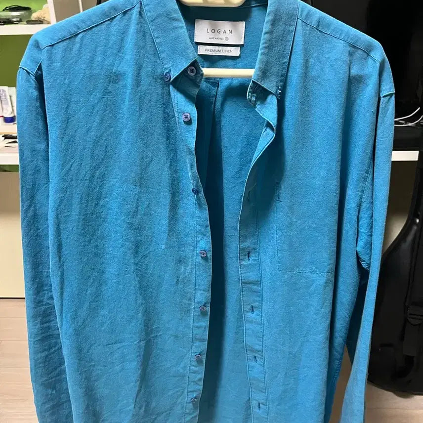 [BUNJANG] Logan Premium Linen Shirt Blue M (100) / 로건 프리미엄 리넨 셔츠 블루 M(100)