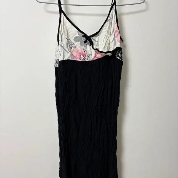 [BUNJANG] Floral Print Spaghetti Strap Maxi Dress / 꽃무늬 끈 나시 원피스