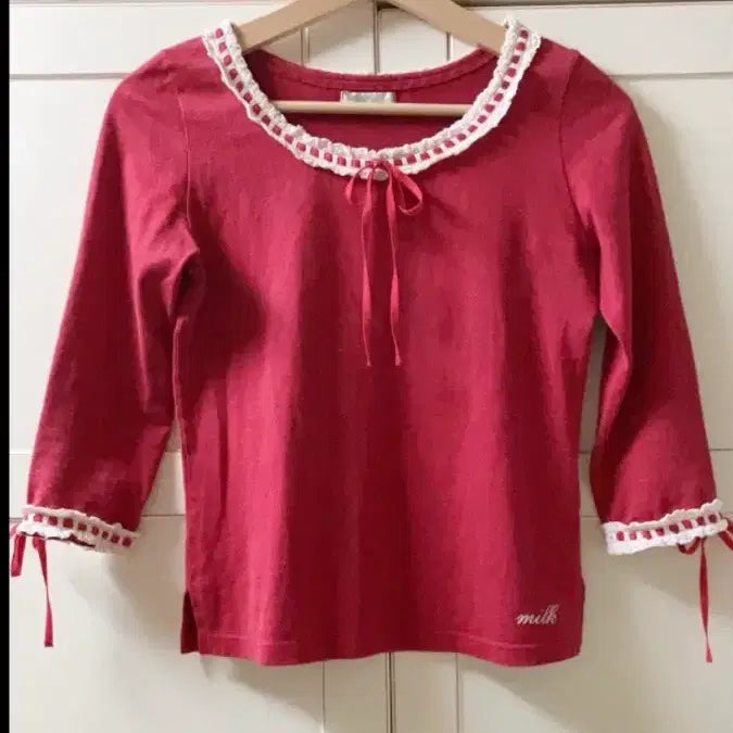[BUNJANG] MILK Frilled Sleeve T-Shirt / 로리타MILK 프릴 소매 티셔츠