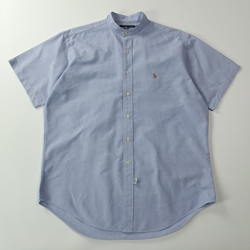 [BUNJANG] Polo Ralph Lauren 00s Yarmouth Band Collar Oxford Shirt Classic Blue / CA074 L 폴로 00s 클래식블루 밴드 카라 반팔 셔츠 남방