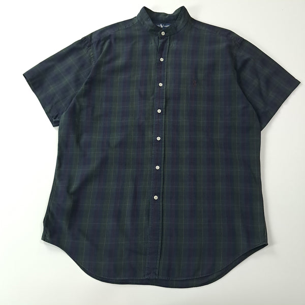 [BUNJANG] Polo Ralph Lauren 90s Black Watch Tartan Check Band Collar Short Sleeve Shirt L / CA075 L 폴로 90s 블랙워치 타탄체크 밴드카라 반팔 셔츠 남방
