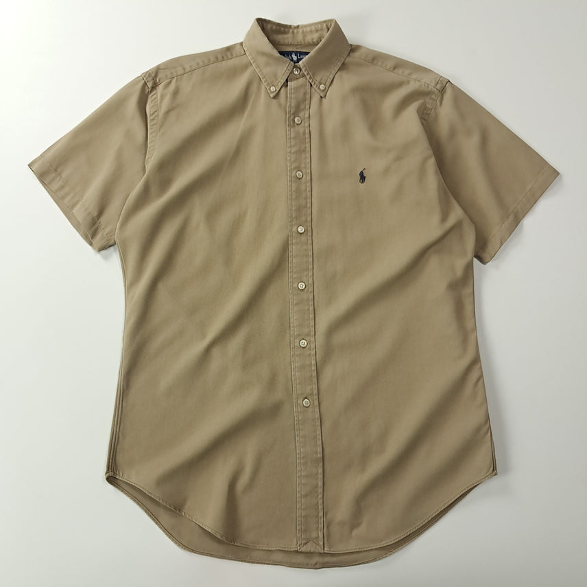 [BUNJANG] Polo Ralph Lauren 90s Beige Cotton Twill Short Sleeve Shirt / CA079 S 폴로 90s 베이지 코튼 트윌 반팔 셔츠 남방