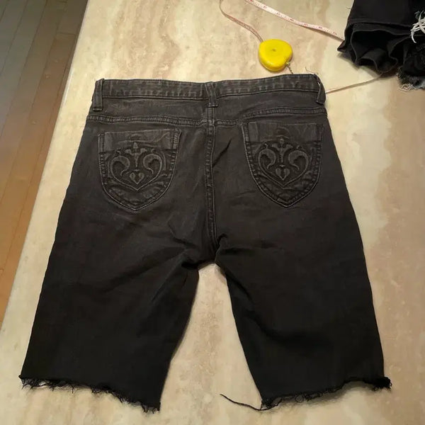 [BUNJANG] Y2K Cut-Off Black Denim Shorts / y2k 5부 컷팅 블랙 데님 반바지 블랙진