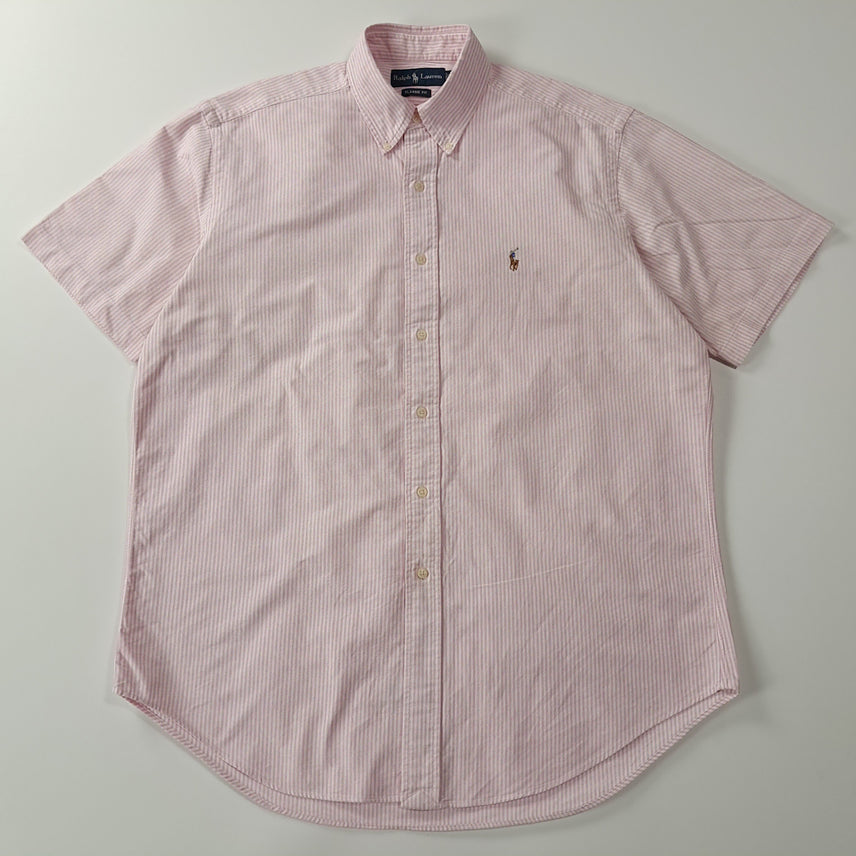 [BUNJANG] Polo Ralph Lauren 2000s Faded Pink Pinstripe Short Sleeve Button-Down Shirt / CA081 L 폴로 00s 페이디드핑크 스트라이프 반팔 셔츠 남방
