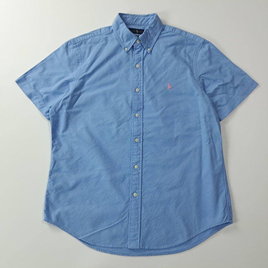 [BUNJANG] Polo Ralph Lauren Sky Blue Pink Pony Classic Fit Short Sleeve Button-Up Shirt - Size M / CA084 M 폴로 QR 스카이블루 반팔 셔츠 남방