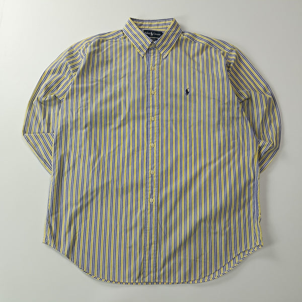 [BUNJANG] Polo Ralph Lauren 90s Blake Multi-Stripe Cotton Shirt (L) / CA086 L 폴로 90s 옐로우블루 스트라이프 셔츠 남방