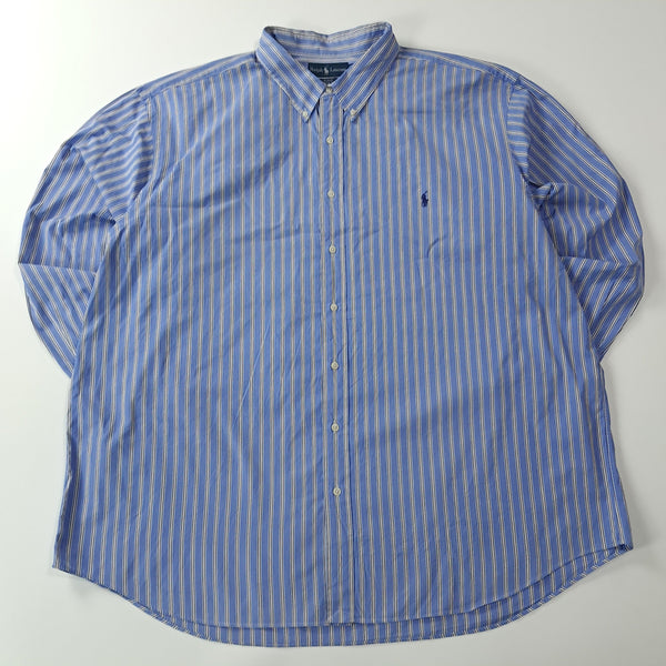 [BUNJANG] Polo Ralph Lauren BLAKE 3X Big Blue Stripe Shirt / CA089 3XB 폴로 빅사이즈 90s 블루 스트라이프 셔츠 남방
