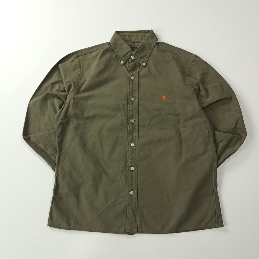 [BUNJANG] Polo Ralph Lauren Olive Green Semi-Crop Shirt / CA090 S 폴로 올리브그린 세미크롭 셔츠 남방