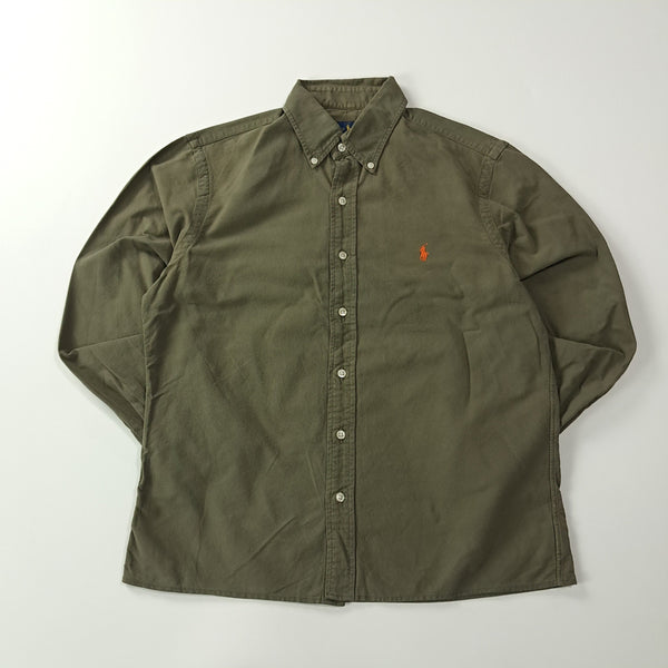 [BUNJANG] Polo Ralph Lauren Olive Green Semi-Crop Shirt / CA090 S 폴로 올리브그린 세미크롭 셔츠 남방