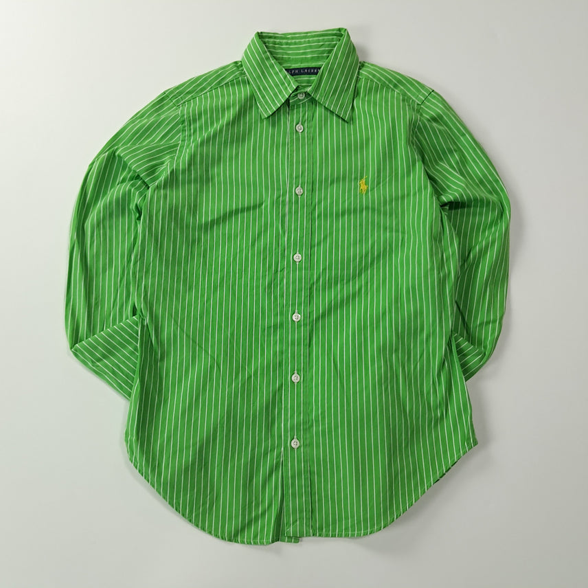 [BUNJANG] 2000s Polo Ralph Lauren Green Stripe Slim Fit Women's Shirt / CA094 M 폴로 00s 그린 스트라이프 셔츠 남방