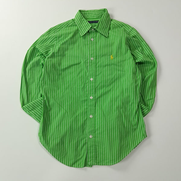 [BUNJANG] 2000s Polo Ralph Lauren Green Stripe Slim Fit Women's Shirt / CA094 M 폴로 00s 그린 스트라이프 셔츠 남방