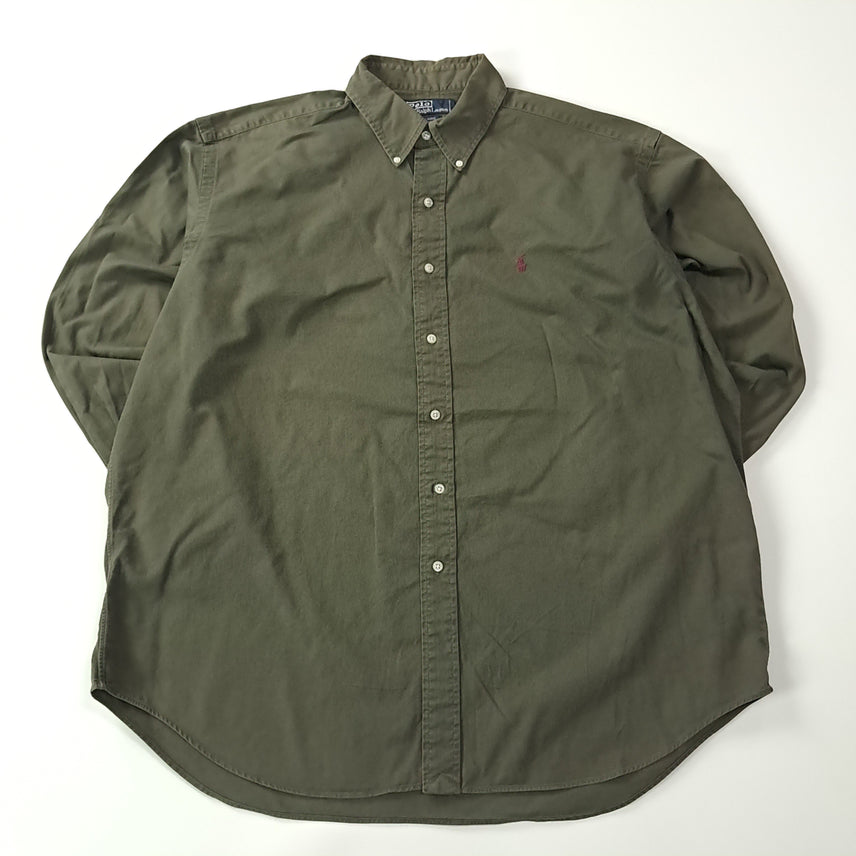 [BUNJANG] Polo Ralph Lauren BLAIRE 90s Dark Olive Khaki Cotton Shirt / CA095 XL 폴로 블레어  90s 다크 올리브카키 셔츠 남방