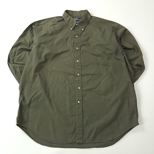 [BUNJANG] Polo Ralph Lauren BLAIRE 90s Dark Olive Khaki Cotton Shirt / CA095 XL 폴로 블레어  90s 다크 올리브카키 셔츠 남방