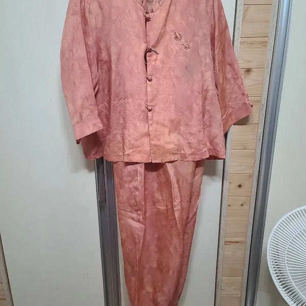 [BUNJANG] Men's Rayon Satin Loungewear Set in Light Yellow / 남성용  인견 새틴 재질 연주황색 상하의 세트