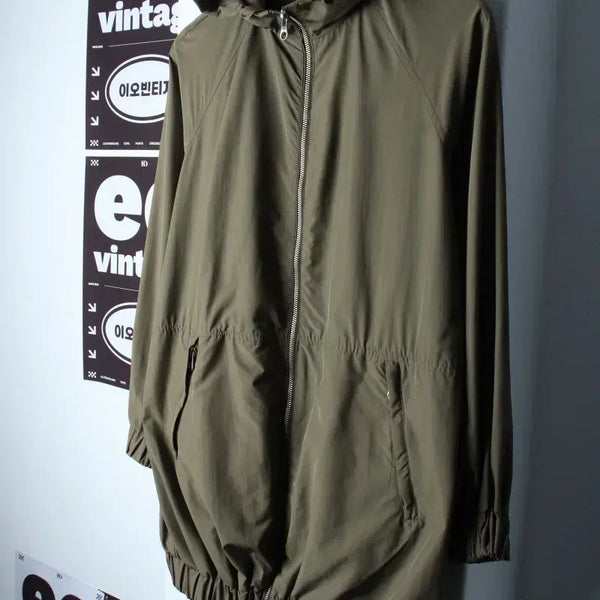 [BUNJANG] Zara Zip-Up Windbreaker Jumper Jacket Khaki Polyester / W(XS-M) 자라 집업 바람막이 점퍼자켓 카키 폴리 롱-H35465