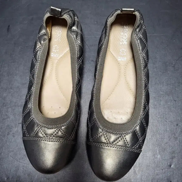 [BUNJANG] Geox Women's Quilted Detail Flat Shoes Silver Size 37 / 제옥스 여성 플랫슈즈 실버 37사이즈 상태매우좋음
