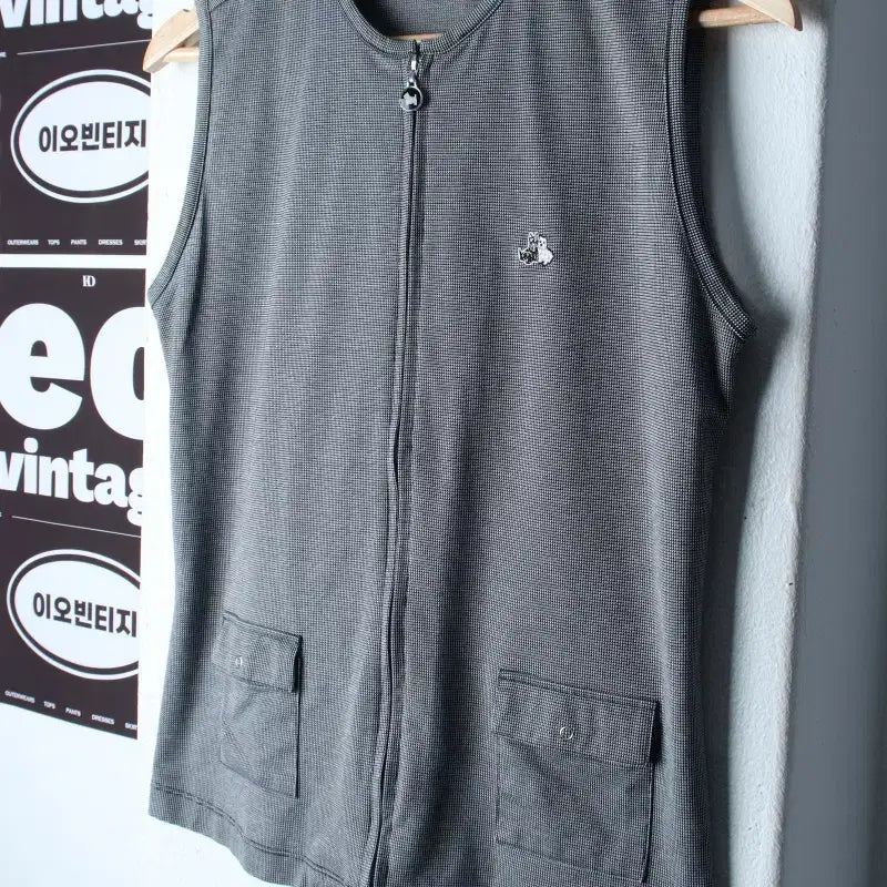 [BUNJANG] Black and White Zip-Up Windbreaker Jumper Jacket Golf Vest / W(M) 블랙앤화이트 집업 바람막이 점퍼자켓 골프 조끼-H35471
