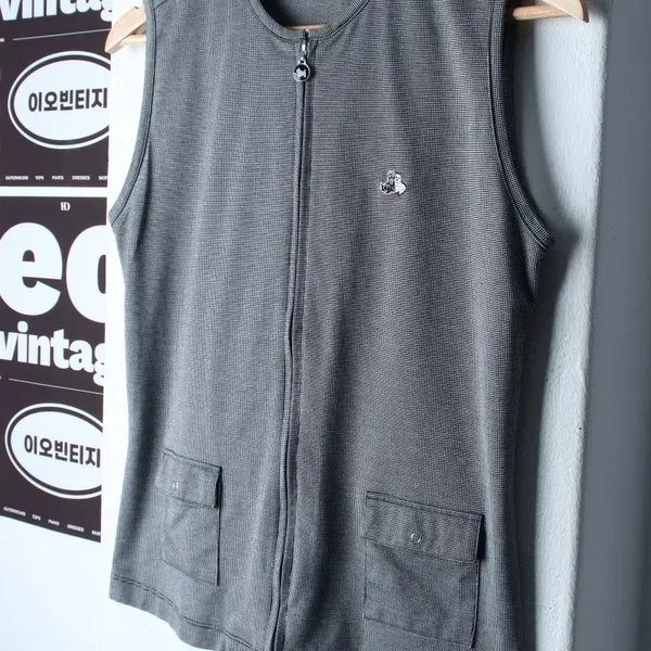 [BUNJANG] Black and White Zip-Up Windbreaker Jumper Jacket Golf Vest / W(M) 블랙앤화이트 집업 바람막이 점퍼자켓 골프 조끼-H35471