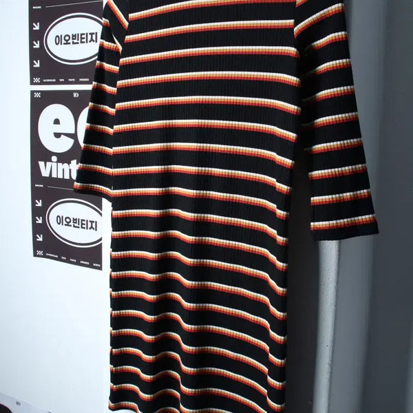 [BUNJANG] Bershka Striped Ribbed Dress / W(XS-S) 버쉬카 드레스 원피스 스트라이프 골지 블랙-H35487