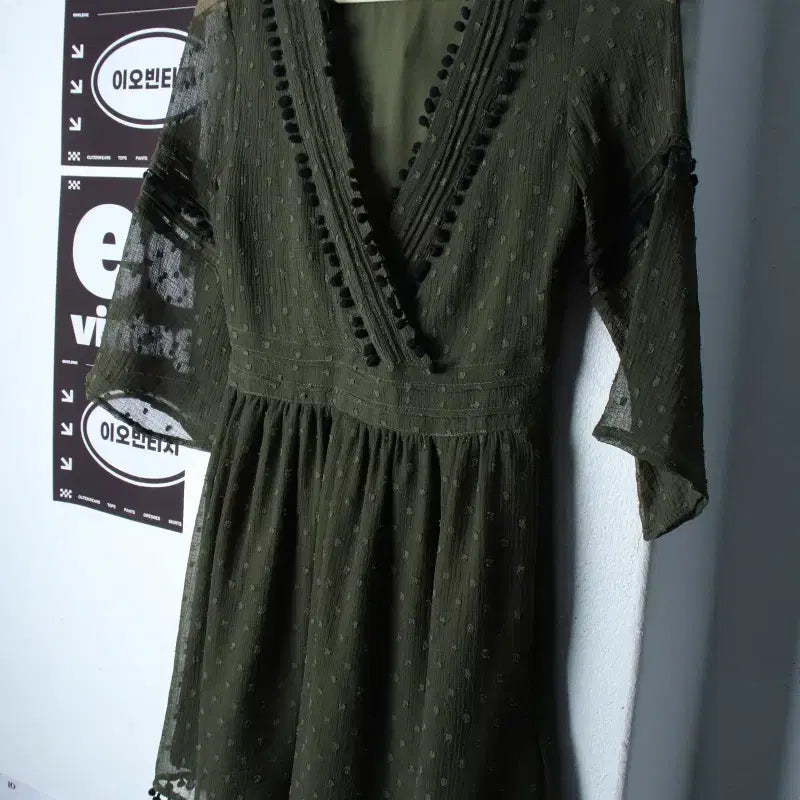 [BUNJANG] Zara Polka Dot Short Ethnic Dress / W(S) 자라 드레스 원피스 도트 그린 숏 에스닉-H35488