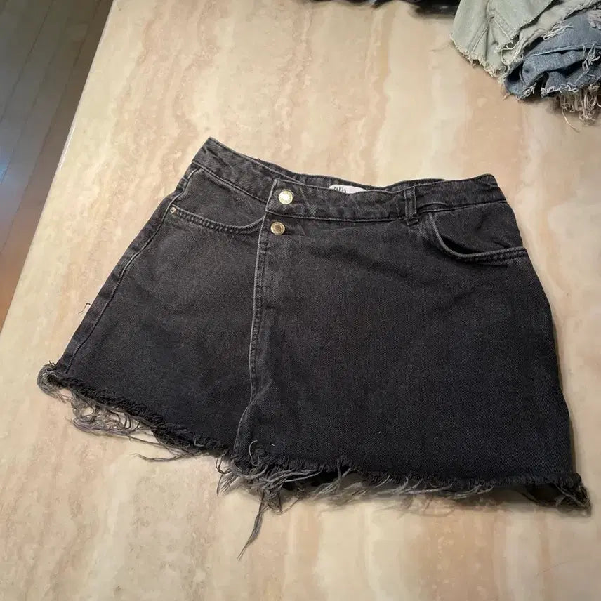 [BUNJANG] Zara Black Denim Wrap Mini Skirt Shorts Pants / Zara 자라 데님 랩 스커트 치마바지 블랙 미니스커트 치마 반바지 팬츠